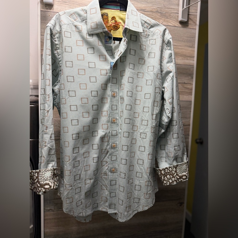 Robert Graham Blue and Brown Dress Shirt